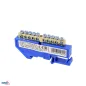 Bornier sur rail DIN - 6x9 mm - Bleu - Installation facile - Tension d'isolement 500V