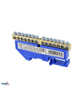 Bornier sur rail DIN - 6x9mm - Bleu - Installation facile - Tension 500V