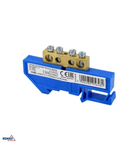 Bornier pour rail DIN - Installation facile - Tension nominale 500V - Bleu 6x9mm - 1 module