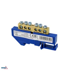 Bornier sur rail DIN - Bleu - 1 module - Rail TH35 - Tension d'isolement 500V