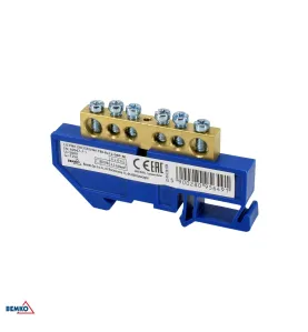 Bornier sur rail DIN - Bleu - 1 module - Rail TH35 - Tension d'isolement 500V