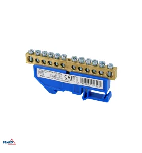 Bornier sur rail DIN - 1 module - Installation sur rail TH35 - Tension d'isolement 500V - Bleu