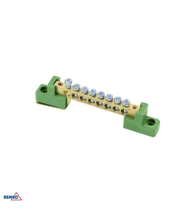 Bornier sur isolateurs plats 6x9 - Vert - Certifié CE - Tension d'isolement 500V