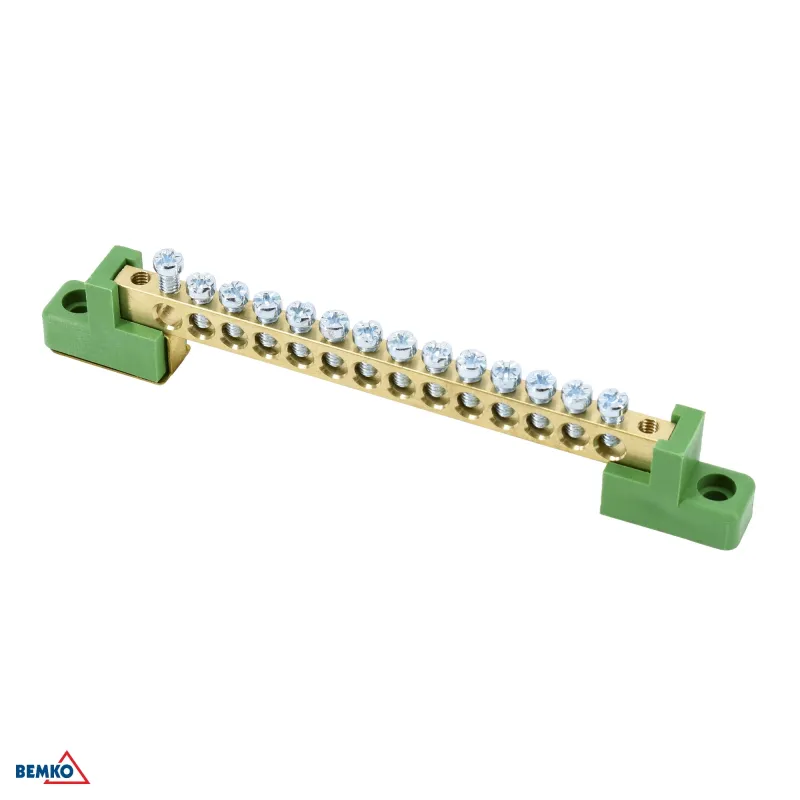 Bloc Terminal sur Isolateurs Plats 6x9 - Vert - Certification CE - Tension d'Isolement 500V