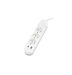 Rallonge électrique multiprises - 3 prises + 2 ports USB - Câble 2m - Blanc - Protection IP20