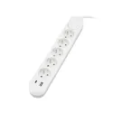 Multiprise 5 prises - 2 ports USB - 2m de câble - Protection IP20 - Blanc