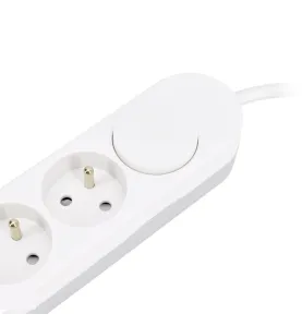 Multiprise 5 prises - 2 ports USB - 2m de câble - Protection IP20 - Blanc