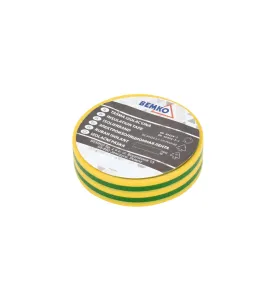 Ruban Isolant PVC 19mm x 20m - Jaune/Vert - Épaisseur 0,13mm - Électricité et Bricolage