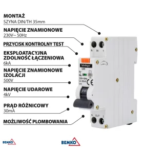 Disjoncteur différentiel 25A - Type A - 30mA - 1P - Courbe C - Rail DIN - Schneider