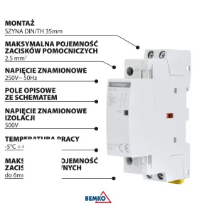 Contacteur modulaire SC101 - 1P 25A - Type 20 - Rail TH35 - IP20 - 250V AC