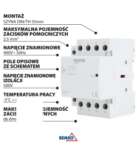 Contacteur modulaire SC301 - 4P 40A - Type 40 - 4NO - Rail TH35 - IP20