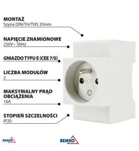 Socket FS16 - Prise modulaire 16A - Rail TH35 - 250V AC - IP20 - 80x66x44mm