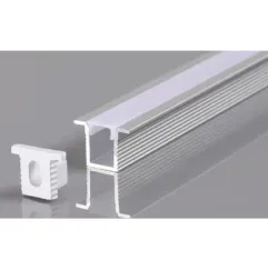 Profilé Aluminium Pour Bande LED - Corps Argent - Cache Blanc - Longueur 2m - Installation Facile