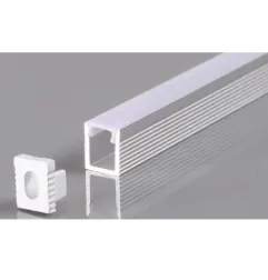 Profilé Aluminium pour Bande LED - Corps Argent et Cache Blanc - Longueur 2m - Installation Facile