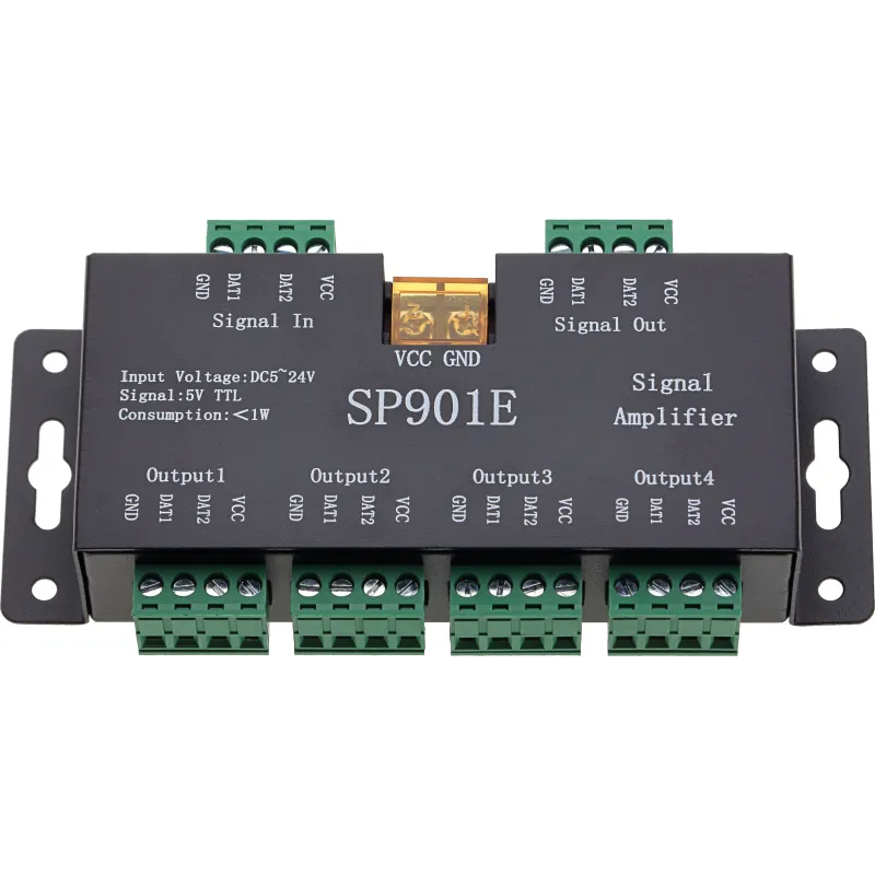 Amplificateur de Signal SPI DC5-24V - 8 Groupes - Aluminium Noir - 137x70x28mm