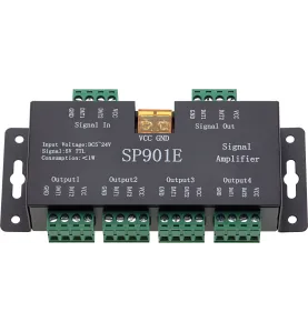 Amplificateur de Signal SPI DC5-24V - 8 Groupes - Aluminium Noir - 137x70x28mm