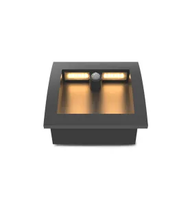 Spot LED encastrable - Balise 140x140mm - 6,5W - 3000K - IP65 - Détecteur IR - Aluminium