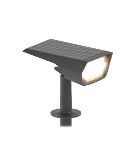 Projecteur LED Solaire Carré - 2W - 3000K Blanc Chaud - IP65 - Noir - 480 mm