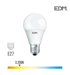 Ampoule LED E27 12W Ronde A60 équivalent à 75W - Blanc Chaud 3200K