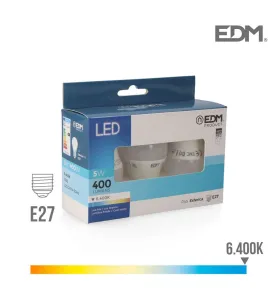 Lot de 3 Ampoules LED E27 5W équivalent à 50W - Blanc du Jour 6400K