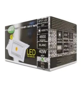 Spot LED Encastrable Orientable AC220/240V 40W 4300lm 120° Etanche IP40 235x145mm - Blanc Naturel 4000K perçage 220x125mm