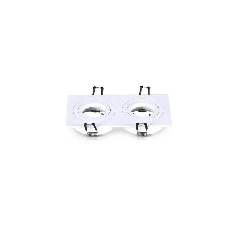 Support de Spot LED Double Rotatif Orientable 30° IP20 Blanc 175x93mm - perçage 157x80mm