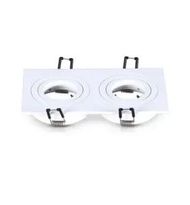 Support de Spot LED Double Rotatif Orientable 30° IP20 Blanc 175x93mm - perçage 157x80mm