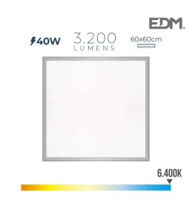 Dalle LED 40W carré 59,5x59,5mm Chrome mat - Blanc du Jour 6400K