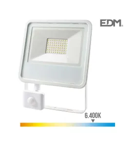 Projecteur LED à Détecteur 50W Blanc étanche IP65 3500lm (400W) - 6400K