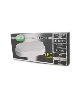 Plafonnier LED AC220/240V 12W 1200lm (110W) 120° Etanche IP65 IK10 230x105mm- Blanc Naturel 4000K