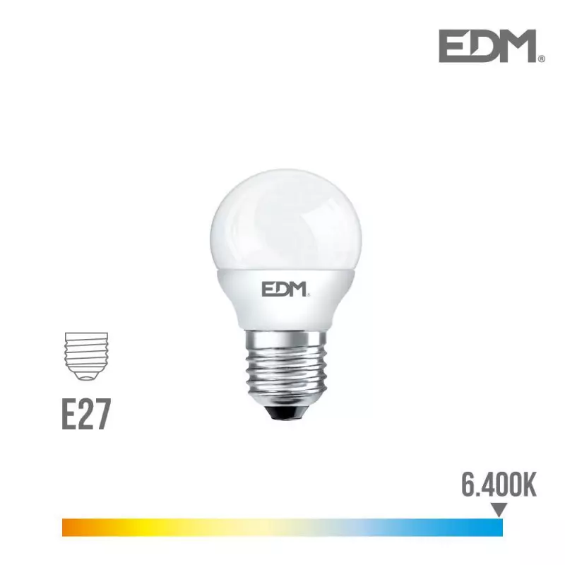 Ampoule LED E27 6W Ronde équivalent à 40W - Blanc du Jour 6400K