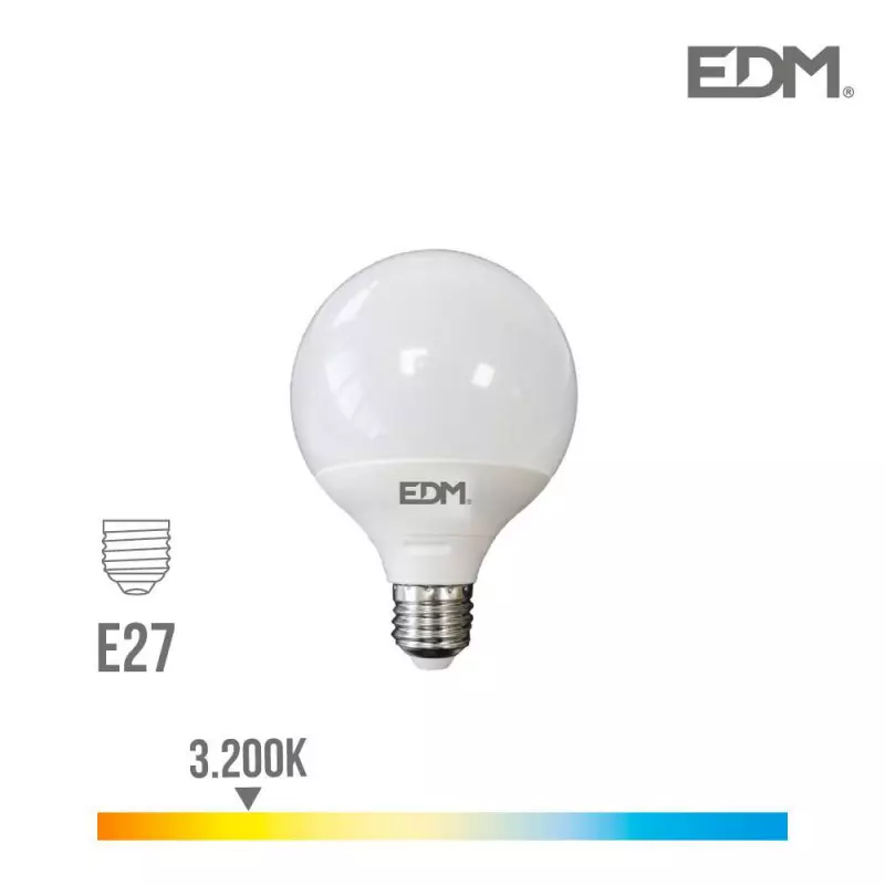 Ampoule LED E27 10W Globe G100 équivalent à 60W - Blanc Chaud 3200K