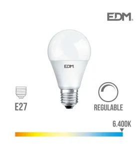 Ampoule LED Dimmable E27 10W Ronde A60 équivalent à 60W - Blanc du Jour 6400K