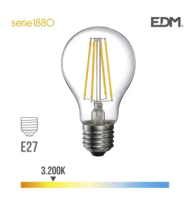 Ampoule LED E27 6W Ronde A60 équivalent à 47W - Blanc Chaud 3200K