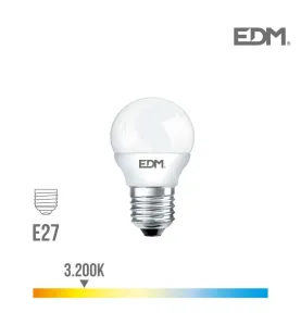 Ampoule LED E27 7W Ronde équivalent à 48W - Blanc Chaud 3200K