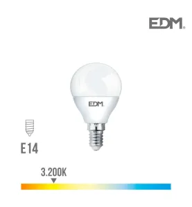 Ampoule LED E14 7W Ronde équivalent à 48W - Blanc Chaud 3200K