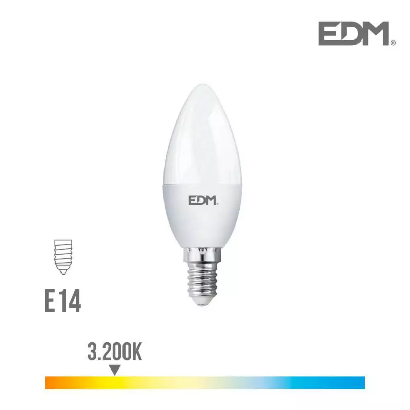 Ampoule LED E14 7W Bougie équivalent à 48W - Blanc Chaud 3200K