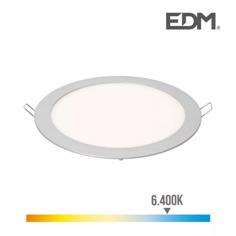 Downlight LED 20W rond ∅19,5cm Chromé - Blanc du Jour 6400K