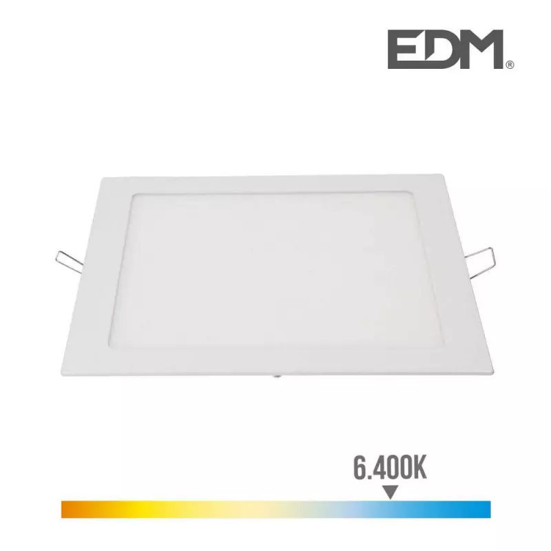 Downlight LED 20W carré 22cm Blanc - Blanc du Jour 6400K