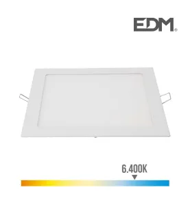 Downlight LED 20W carré 22cm Blanc - Blanc du Jour 6400K