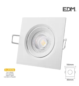 Downlight LED 5W carré 110mm Blanc - Blanc Naturel 3200K