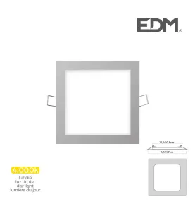 Downlight LED 6W carré 11,7cm Chromé - Blanc Naturel 4000K