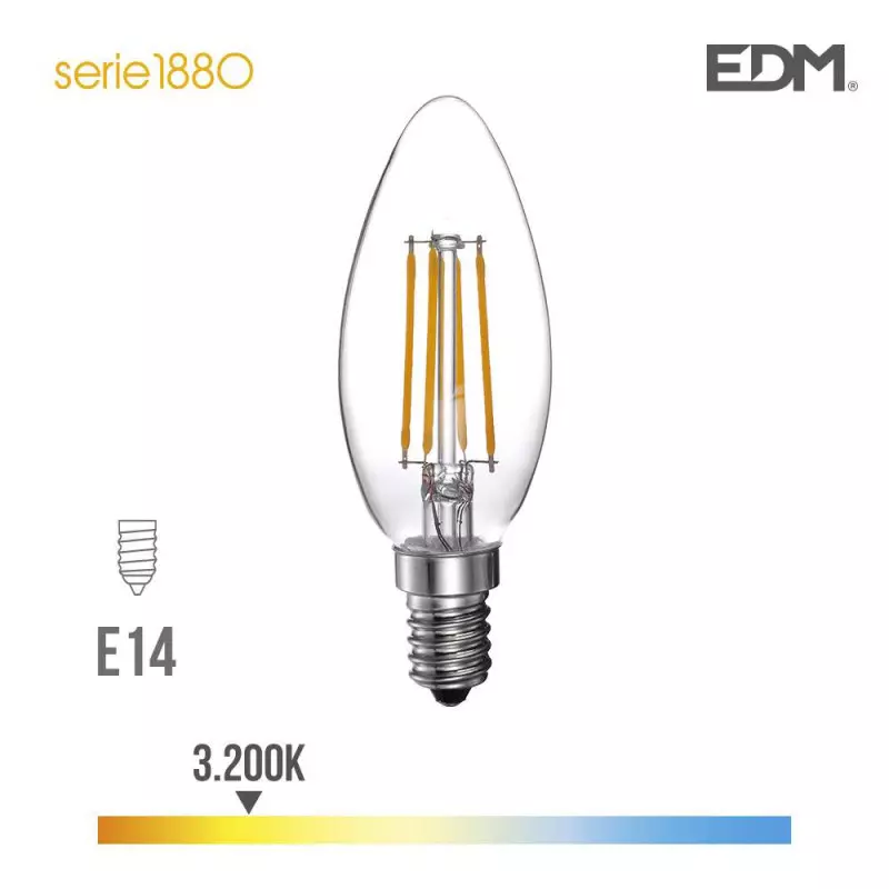 Ampoule LED E14 4W Bougie équivalent à 25W - Blanc Chaud 3200K