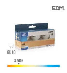 Lot de 3 Spots LED GU10 5W Dicroïque équivalent à 45W - Blanc Chaud 3200K