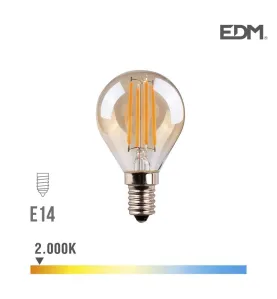 Ampoule LED E14 4,5W Ronde équivalent à 30W - Blanc Chaud 2000K