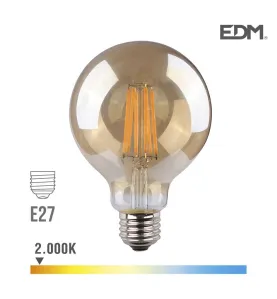 Ampoule LED E27 8W Globe G95 équivalent à 55W - Blanc Chaud 2000K