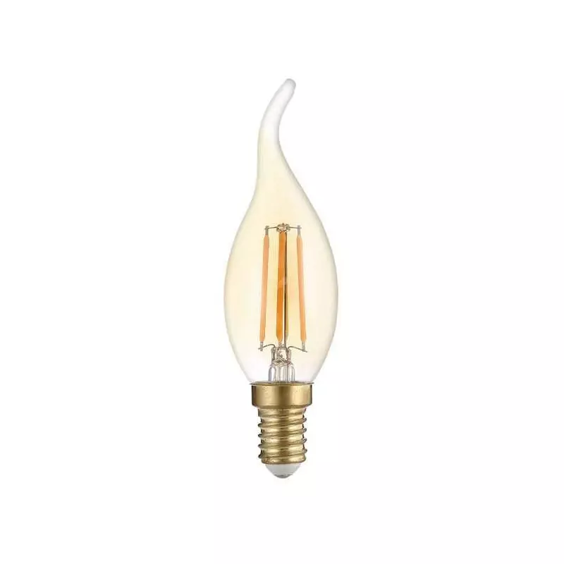 Ampoule LED C35 Flamme Coup de Vent Filament 4W Golden Glass Dimmable E14 Blanc Très Chaud 2500K