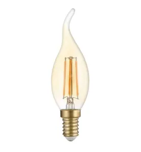 Ampoule LED C35 Flamme Coup de Vent Filament 4W Golden Glass Dimmable E14 Blanc Très Chaud 2500K