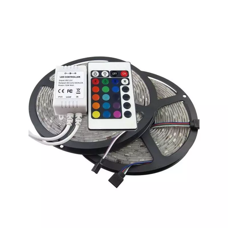 Ruban LED RGB 5m 30LED/m SMD5050 avec télécommande