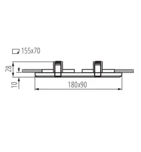 Double Support Spot Encastrable Rectangulaire MORTA Noir